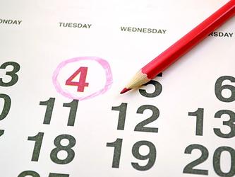 calendar with number 4 circled in red